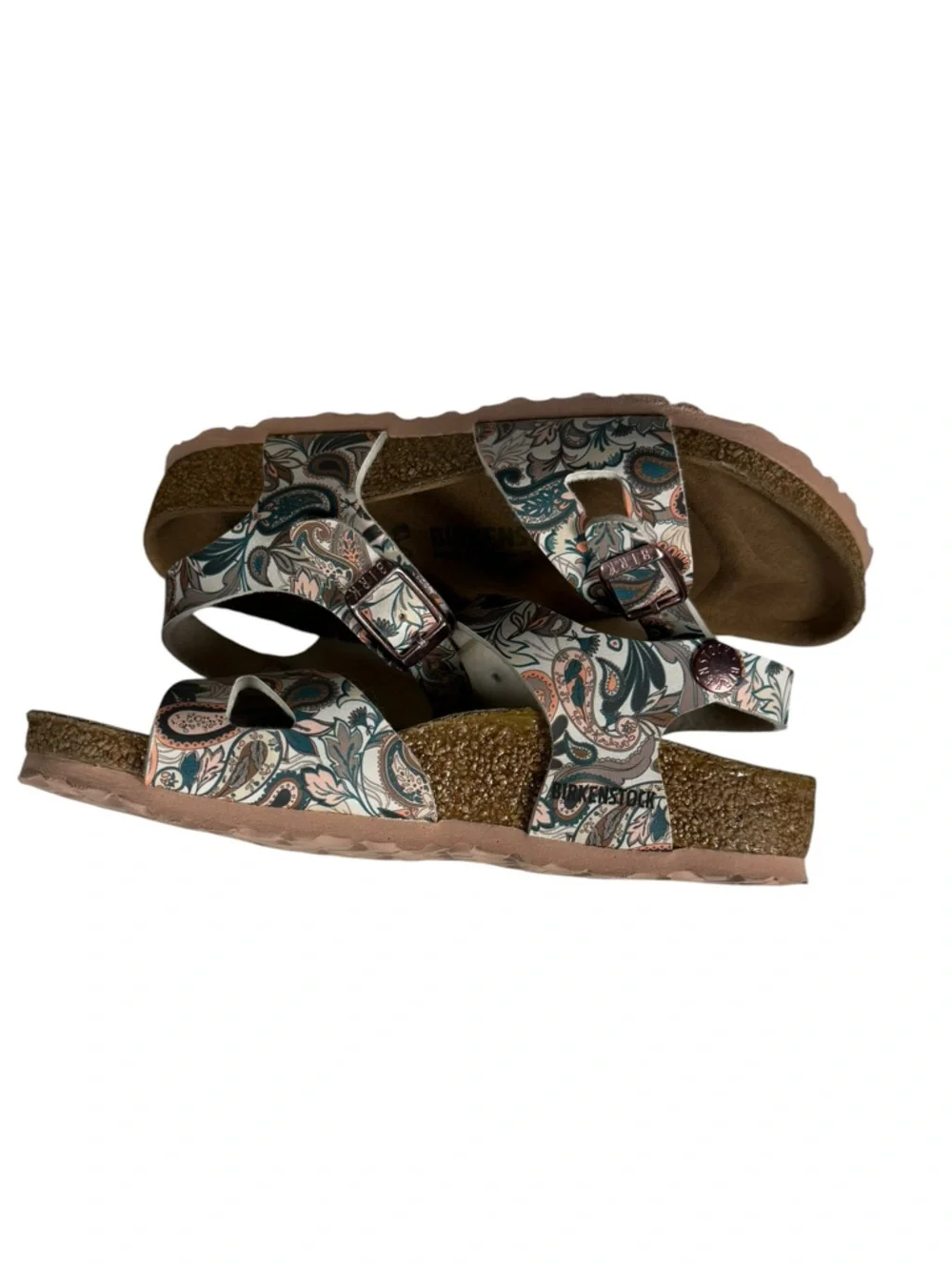 Birkenstock Kids Burk’s-Flor Paisley Light Rose Vegan Two Buckle  30 US 12-12.5